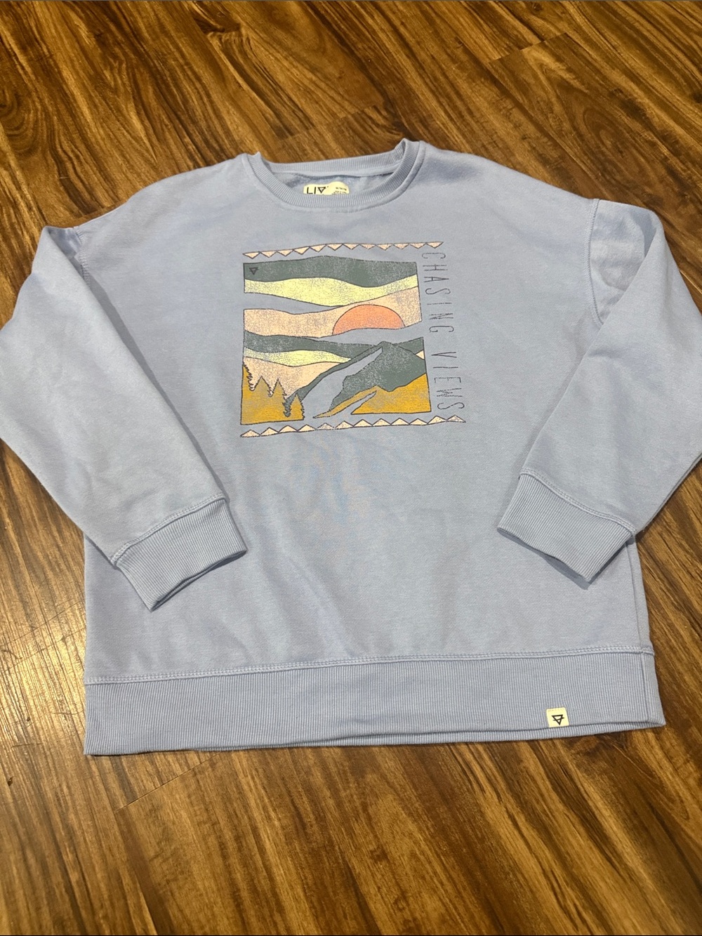 Men's Light Blue Graphic Crewneck Sweatshirt by Oliv